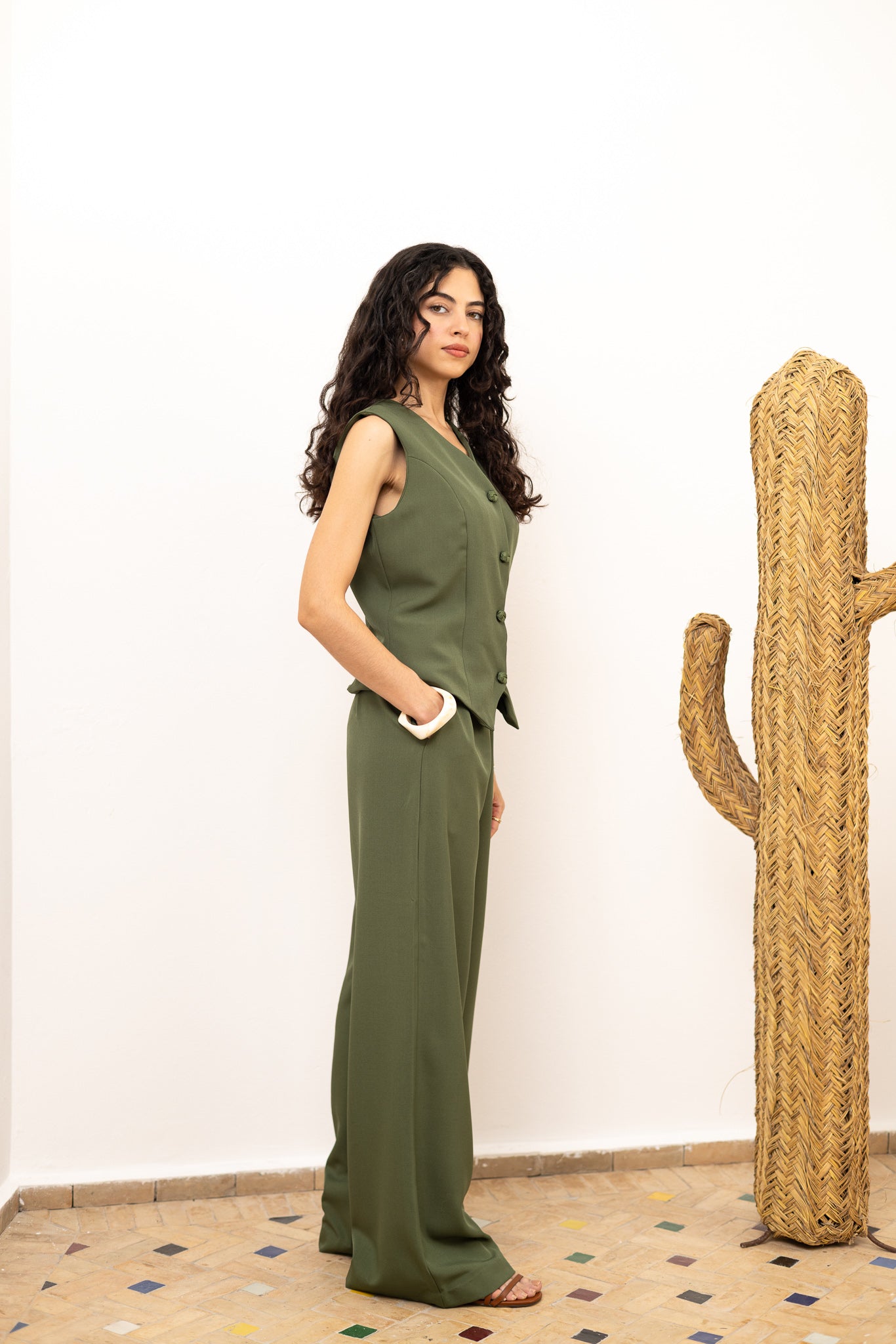 Aakad Blazer Gilet - Olive