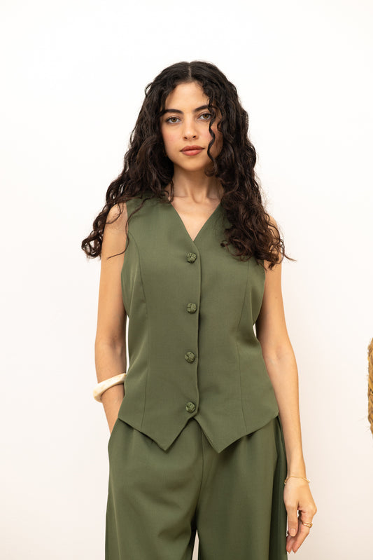 Aakad Blazer Gilet - Olive