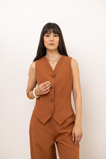 Aakad Blazer Gilet - Cinnamon