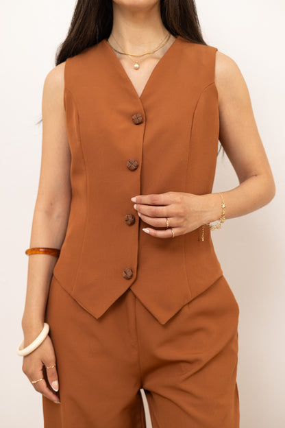 Aakad Blazer Gilet - Cinnamon