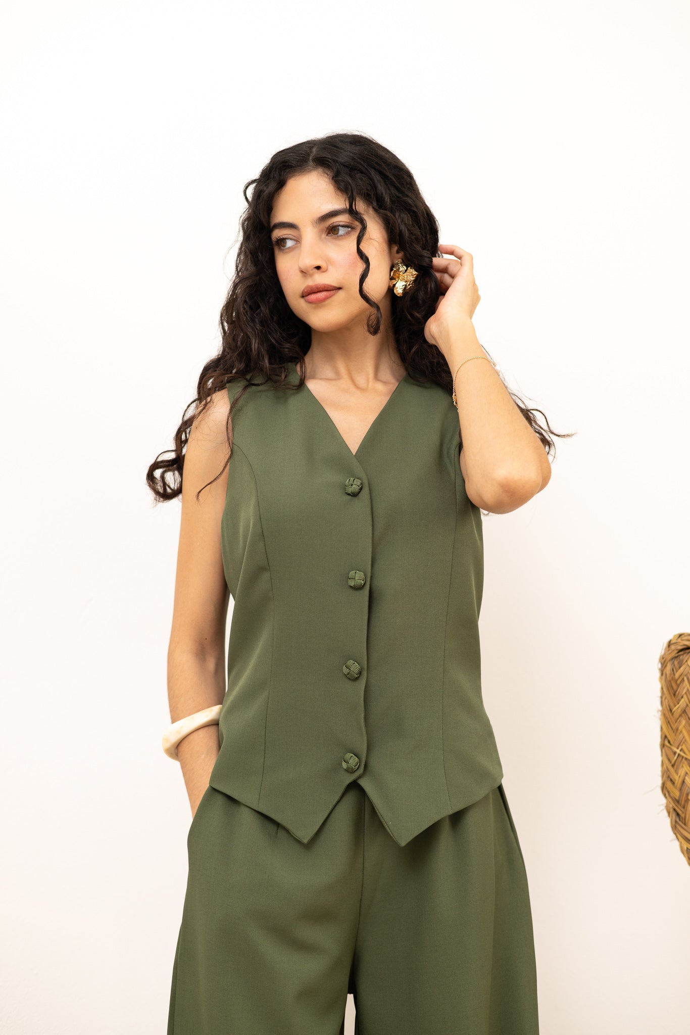 Aakad Blazer Gilet - Olive